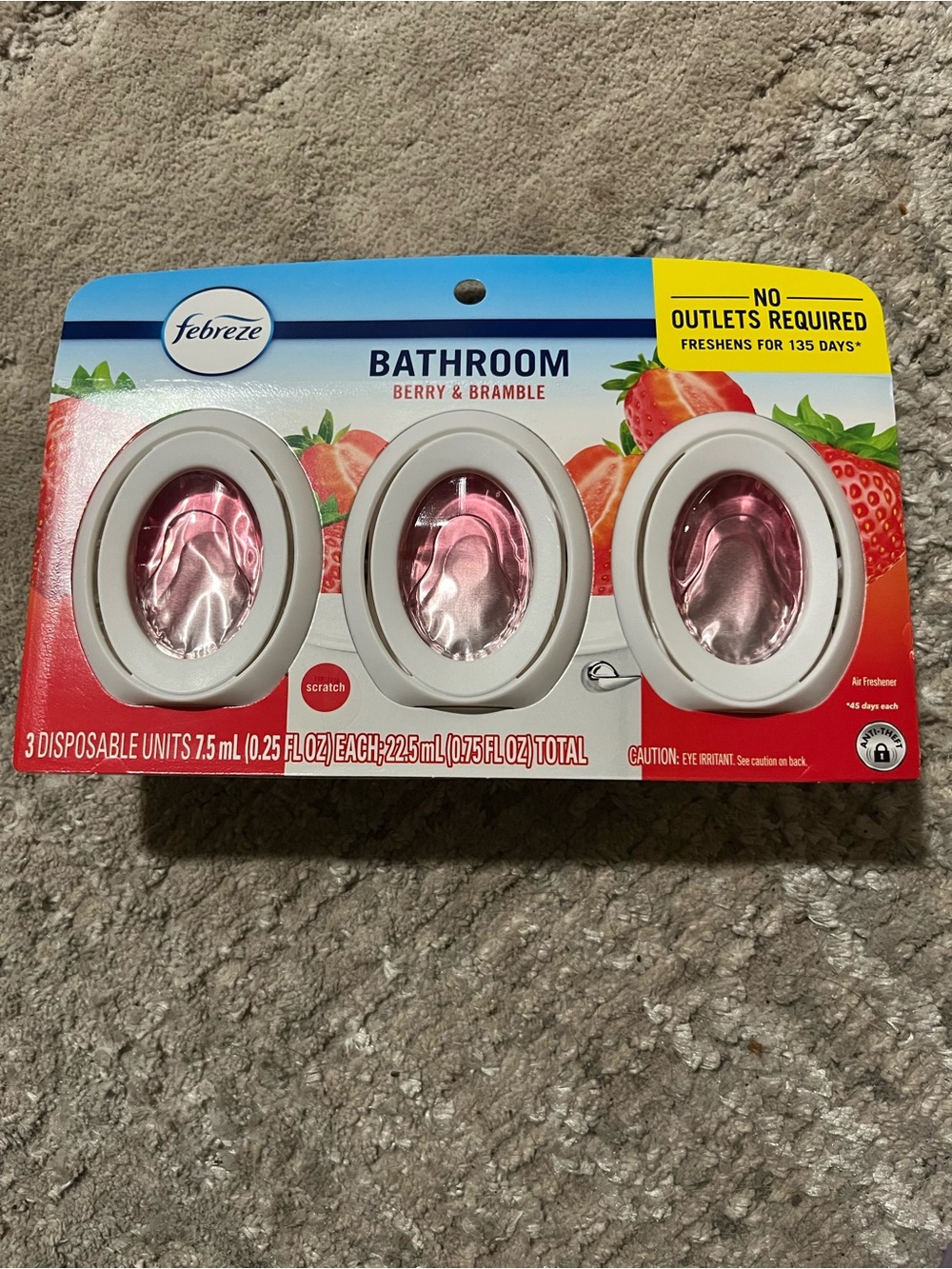 Febreze Bathroom Berry & Bramble Pink Disposable Air Fresheners - 3 Count Pack